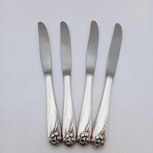 IS Daffodil Set of 4 Dinner Knives 1847 Rogers Silverplate Vtg Flatware